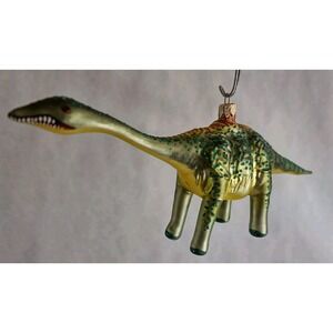 Polish Glass Ornament "Brontosaurus" Dinosaur Hand Painted Made in Poland